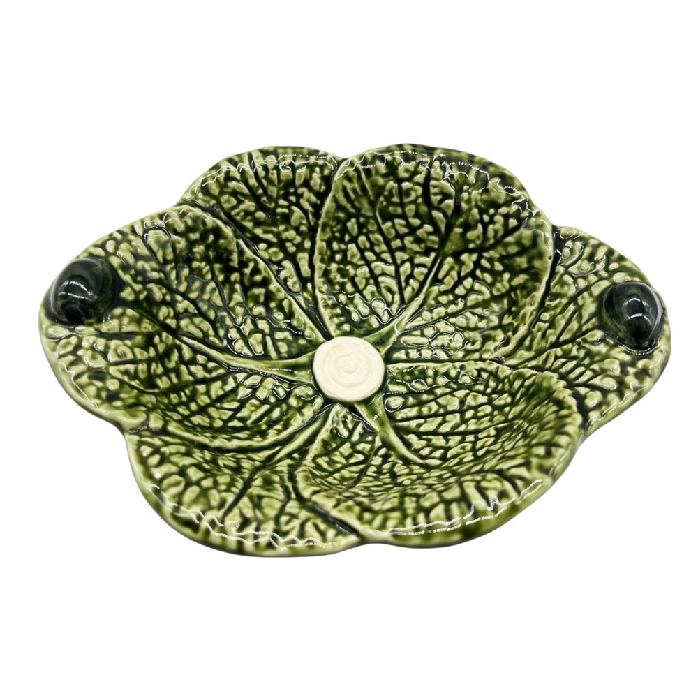 Olfaire Portuguese Cabbage Porcelain Leaf Bowl - Majolica Vintage